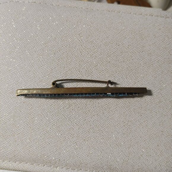 Antique Micro Mosaic Floral Bar Brooch Pin Gold Tone Italy Handmade Jewelry - Picture 10 of 16